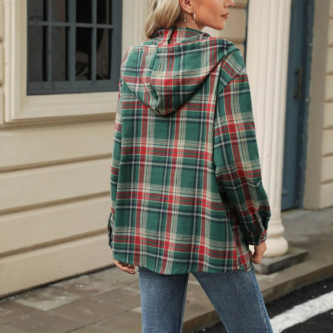 Mia Hooded Plaid Blouse